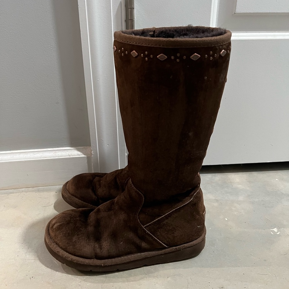 Chocolate Brown Uggs with bronze accents